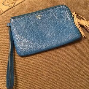 Fossil leather wristlet